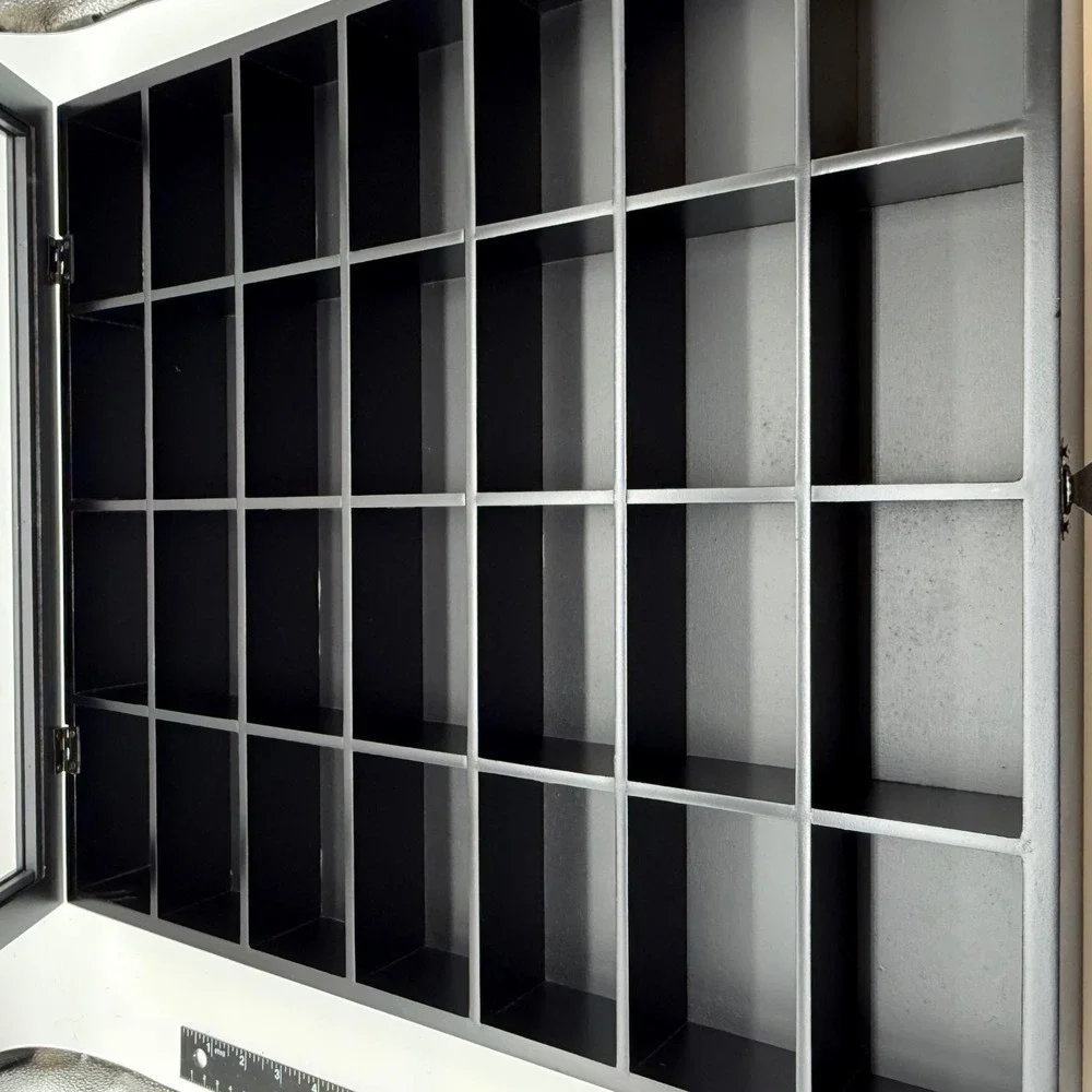 Gallery Solutions Black Shot Glass Display Case Wall Decor 28 Compartments